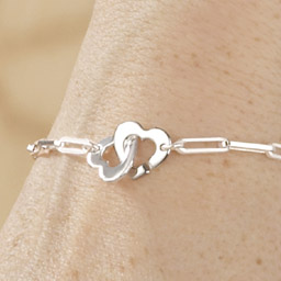 Bracelet Menottes cœurs sur chaîne